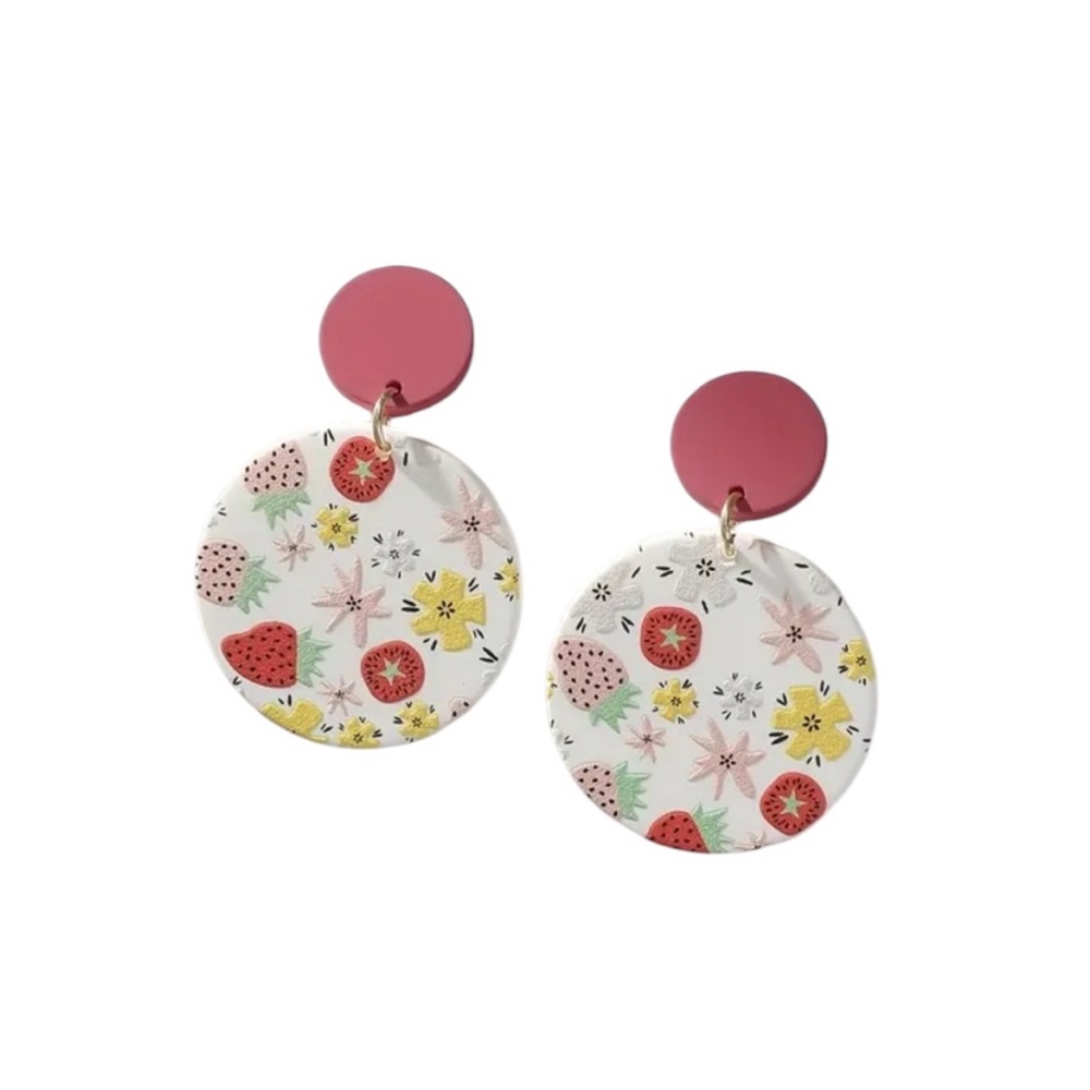 Fruit Print Polymer Dangle Earrings